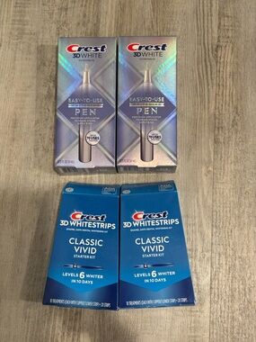 Crest 3D White Whitening Pens & Classic Vivid Whitestrips - Lot of 4